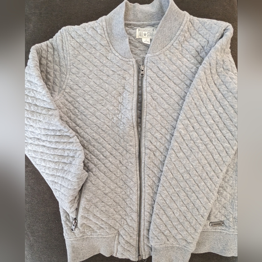 Converse Womens Quilted Gray Jacket Large